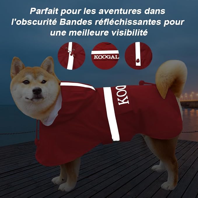 Dog Rain Coats for Small and Medium Dogs Waterproof, Raincoat Apparel Poncho Waterproof Dog Clothes Pet Jacket Dog Raincoats Jacket for Small Sized Dogs (Red,2XL)