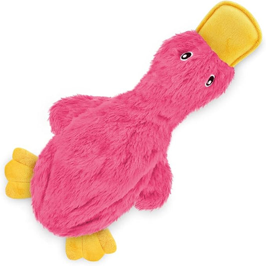 Best Pet Supplies Interactive Squeaky Dog Chew Toy, Ideal Dog Toys for Chewers, Small, Medium & Large Dogs, and Fetch Lovers - Crinkle Duck (Light Pink), Large