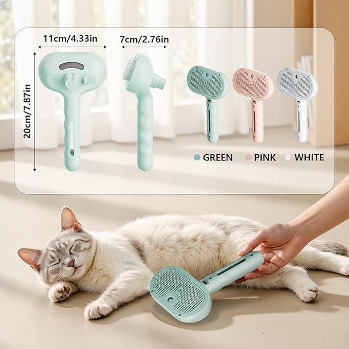 Pet Steam Brush for Dog and Cat,3 in 1 Spray Hair Removal Comb,Steam for Shedding & Grooming,Water Brush for Long and Short Haired Pets Remove Tangled Loose Hairs (White)