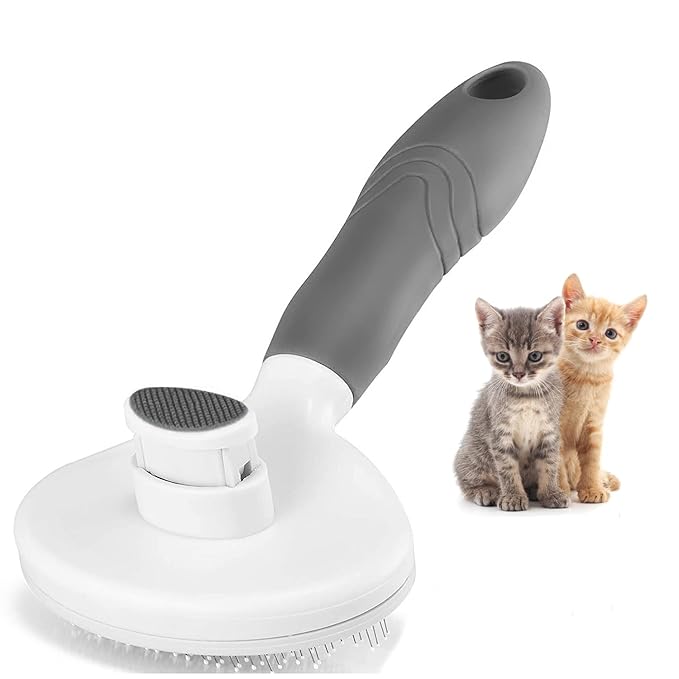 Cat Self Cleaning Slicker Brush, Pets Skin Friendly Grooming Tool for Shedding Massages Dogs Cats Hair Brushes Easy to Remove Loose Undercoat with Long or Short Hairs for Pet All Hair Type-UPGRADED