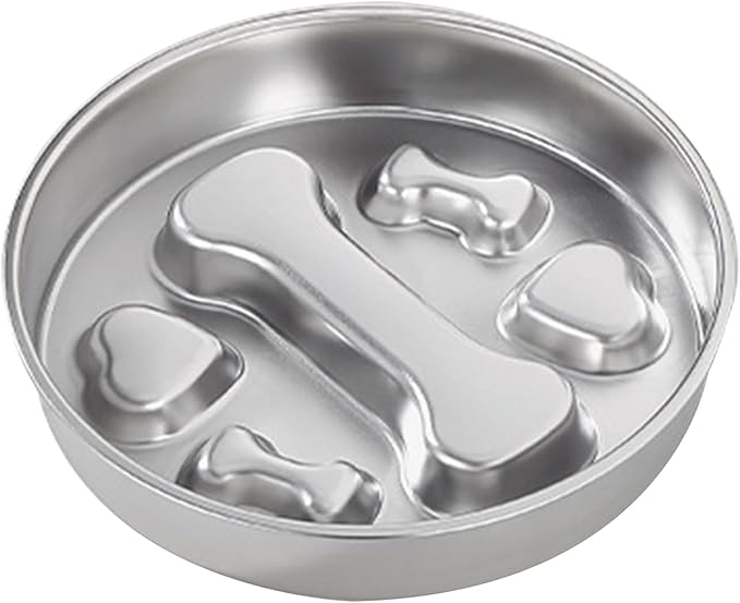 PAKEWAY Slow Feeder Dog Bowls, 304 Stainless Steel Pet Slow Food Bowl, Dog & Cat Food Bowl - Anti-Choking and Vomiting, Easy to Clean, Large Capacity, Non-Slip Base