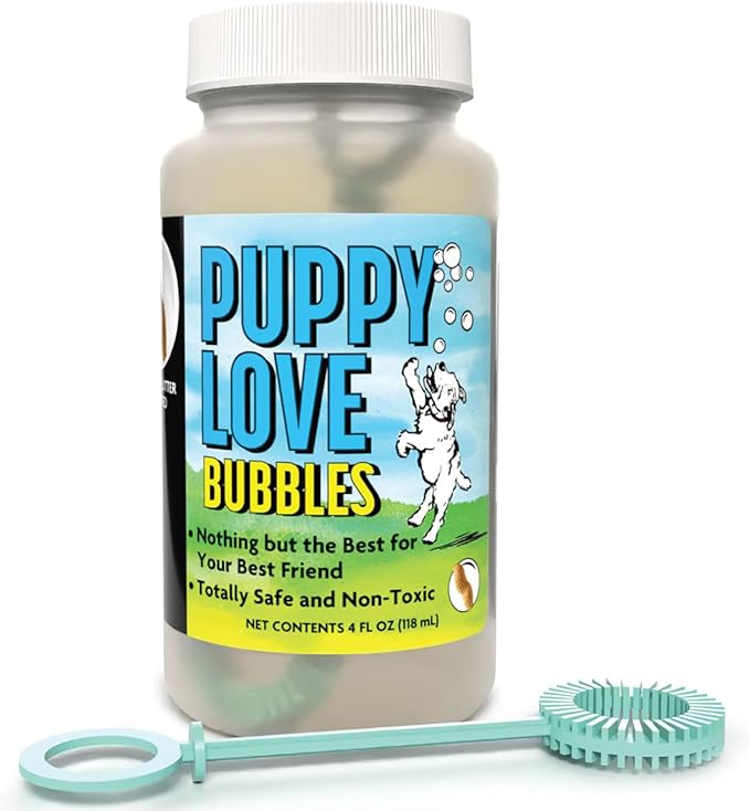 Puppy Love Bubbles, Peanut Butter & Bacon Scented Bubbles 4oz. Bottle-2 Pack Combo (1 Peanut Butter/1 Bacon) for Dogs