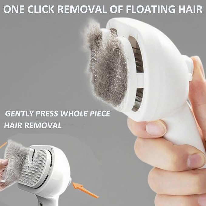 Fresh Fur Shower Brush, 3-in-1 Self-Cleaning Steamy Pet Brush for Dogs & Cats – Grooming Tool for Long & Short Hair, Removes Loose Hair and Reduces Shedding (White)