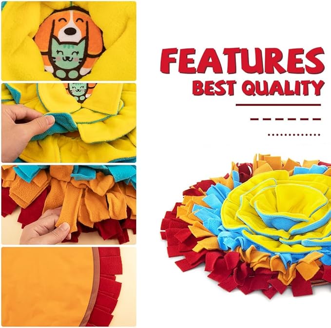 AWOOF Pet Snuffle Mat for Dogs, Interactive Feed Game for Boredom, Encourages Natural Foraging Skills for Cats Dogs Bowl Travel Use, Dog Treat Dispenser Indoor Outdoor Stress Relief (red)