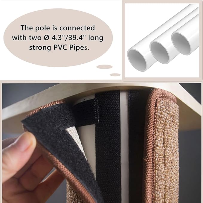 Modern 78.7“ Tall Leaning Wall Carpet Cat Tree Tower Scratching Post Pillar with Cat Bed Hammock Perch, Climbing Pole for Wall and Window(Carpet Cover)