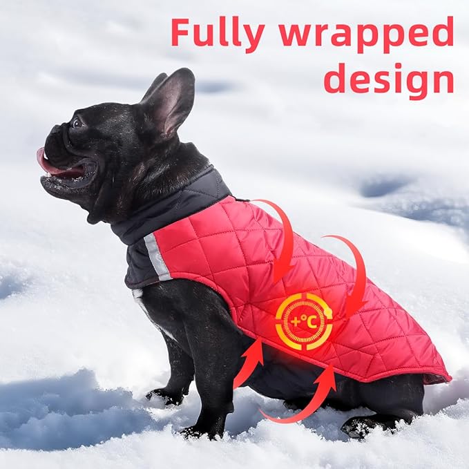 Reversible Waterproof Dog Coat - Adjustable Winter Jacket for Small to Large Breeds, Warm Cold Weather Apparel for Medium Dogs (Khaki & Yellow, Large (Pack of 1))