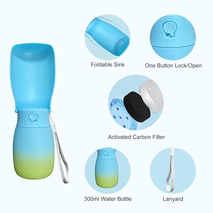 Dog Travel Water Bottle-Food Grade Plastic Dog Water Dispenser, Portable Water Bowl for Small Medium Large Pet Puppies, Puppy Essentials for Outdoor Walking Hiking, Dogs Gift