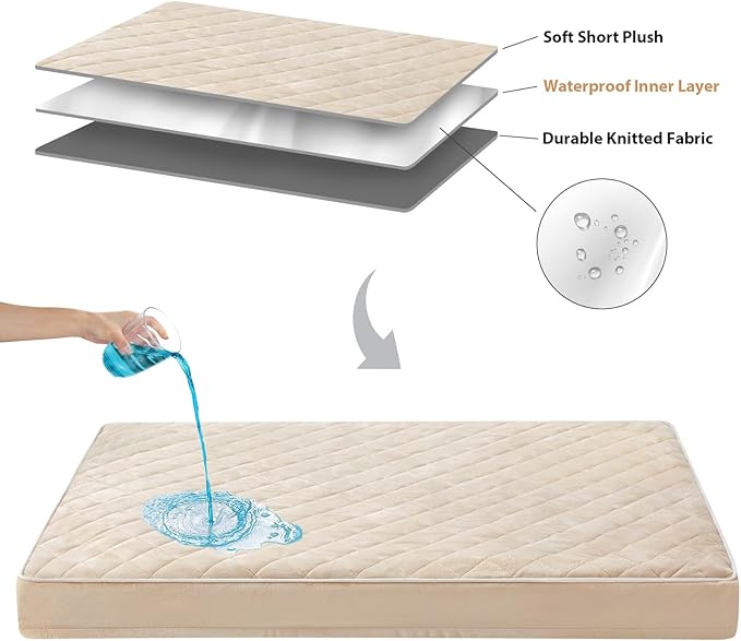 WNPETHOME Orthopedic Big Dog Beds Large Sized Dog, Waterproof Extra Large Dogs Bed with Removable Washable Cover, Multi-Needle Quilting Dogs Crate Bed