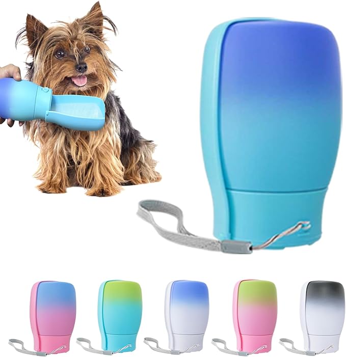 Dog Water Bottle Portable 10Oz - Food Grade Plastic Dog Travel Water Bowl Dispenser, Dog Travel Accessories, Water Bottle for Dogs Outdoor Walking Camping, Dogs Birthday Gifts (Blue)