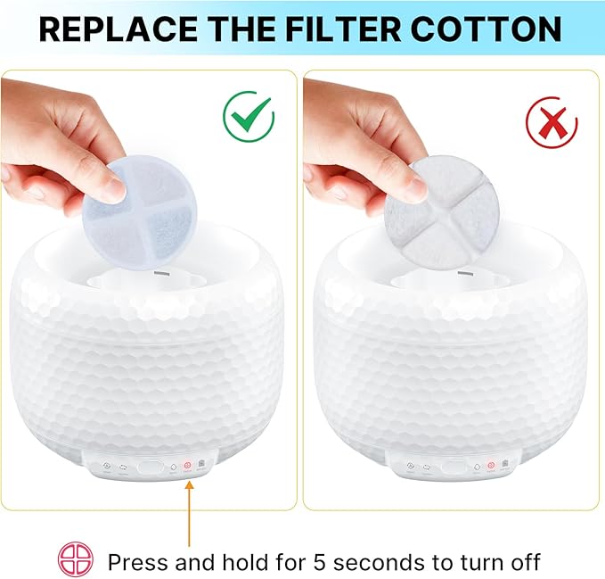 Small Cat Water Fountain with Ultra Quiet Pump, 1.8L/61oz Cute Cat Water Dispenser, BPA-Free, Detachable Design & Easy Cleaning, Includes 3 Replacement Filters (White, ABS)