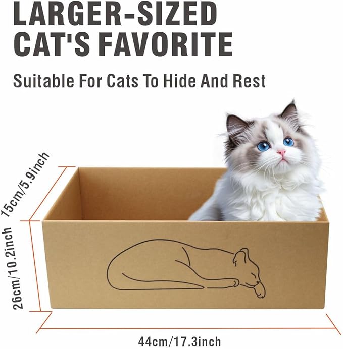 5 PCS Cat Scratching Boards with1 Box for Indoor Cats, 17.3inch Extra Large Recyclable and Reversible Cardboard,Suitable for Cats Rest and Play with Scratch Box