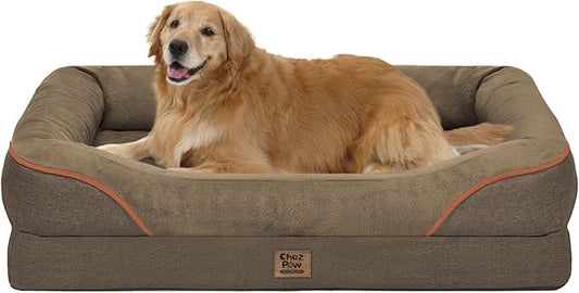 Orthopedic XL Large Dog Bed - Removable Bolster & Waterproof Washable Cover for Pet Big Dogs Bed Extra Large Dog Beds with Foam Support Non-Slip Bottom