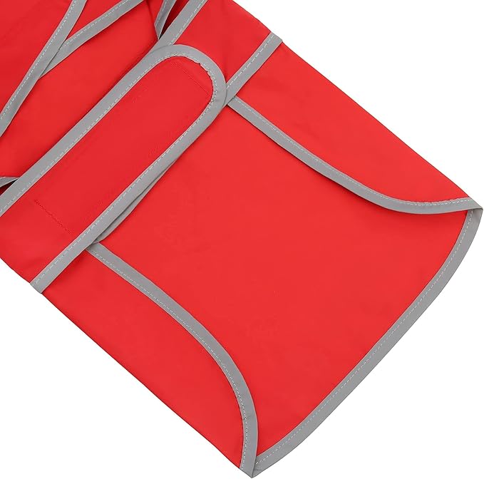 Dog Raincoat for Medium Dogs Waterproof Hooded Rain Jacket with Reflective Strips Leash Hole & Poncho Adjustable Fit (Red,L)