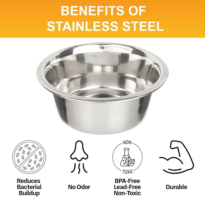 Neater Pet Brands 3.5 Cup (28 oz.) Stainless Steel Dog Bowls, Set of 2 Neater Feeder Replacement Bowls (Medium Deluxe Model), Dog Food Bowl & Water Bowl, Dishwasher Safe Metal Dish for Medium Dogs