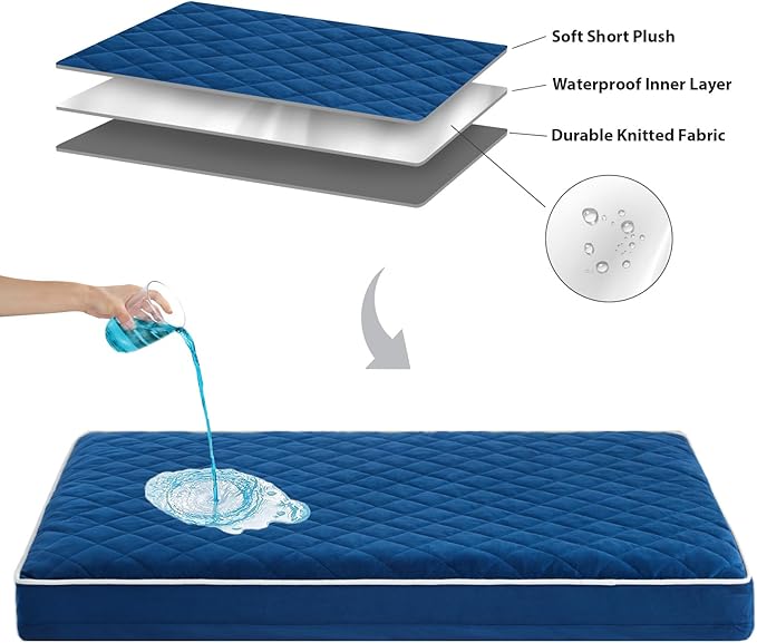 WNPETHOME Orthopedic XL Dog Beds Large Sized Dog, Waterproof Extra Large Dogs Bed with Removable Washable Cover, Multi-Needle Quilting Dogs Crate Bed