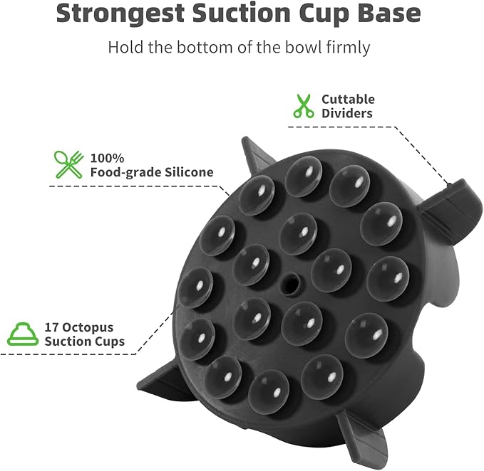 Jaoul Slow Feeder Dog Bowls Insert, 5.4 Inch Cuttable Slow Feeder Insert with 17 Octopus Suction Cups for Small Size Dog Food Bowl (Small, Black)