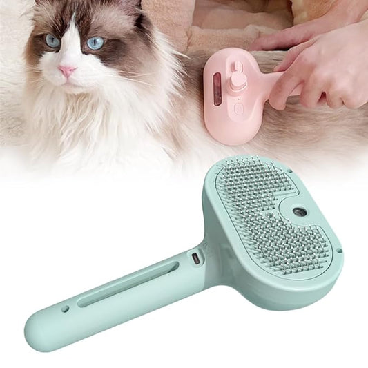 Pet Spray Hair Removal Comb, 2025 New Pet Steam Brush for Dog Cat, Steam Brush for Shedding Grooming, Water Steamy for Long Short Haired Pets, Portable Anti-Static Cat Steamy (Green)