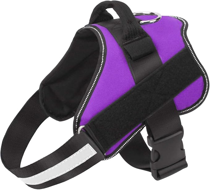 Bolux Dog Harness, No-Pull Reflective Dog Vest, Breathable Adjustable Pet Harness with Handle for Outdoor Walking - No More Pulling, Tugging or Choking (Purple, XL)