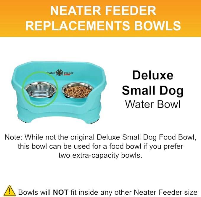 Neater Pet Brands 2.2 Cup (18 oz.) Stainless Steel Dog Bowls, 1 Single Neater Feeder Replacement Bowl (Small Deluxe Model), Dog Food Bowl or Water Bowls, Dishwasher Safe Metal Dish for Cats/Small Dogs