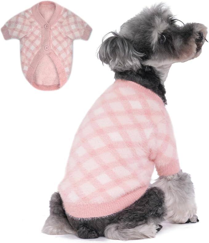 Dog Sweater, 2-3 Pack Warm Soft Pet Clothes for Puppy, Medium Large Cat, Girl or Boy, Shirt for Winter Christmas (Pink, X-Small)