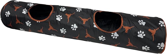 NCAA Texas Longhorns Cat Tunnel Tube Toy with Plush Football Catnip and Feathers
