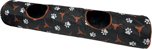 NCAA Texas Longhorns Cat Tunnel Tube Toy with Plush Football Catnip and Feathers