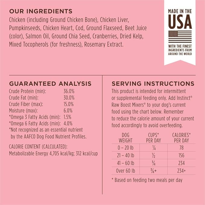 Instinct Raw Boost Mixers Skin & Coat Health Freeze-Dried Dog Food Topper, 5.5 oz. Bag