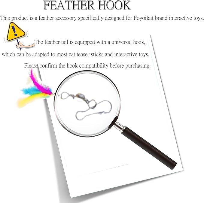 5-Piece Cat Feather Toy Refills - Replaceable Interactive Teaser Accessories for Cats, Kittens - Durable Feathers for Hunting Play