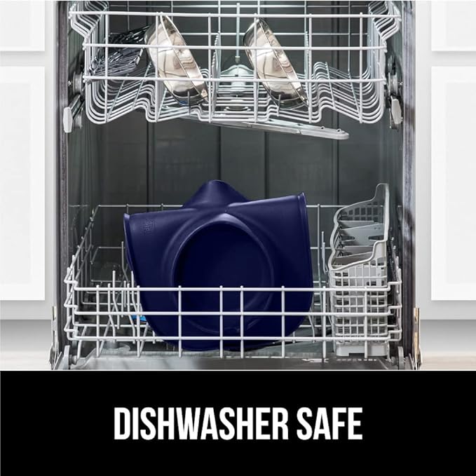 GORILLA GRIP Feeding Mat Set, 3 Cup, Patent Pending 100% Waterproof BPA Free Silicone, Stainless Steel Cat and Dog Bowls, Slip Resistant, Edges Catch Water Food, US Designed Pet Accessories, Navy Blue