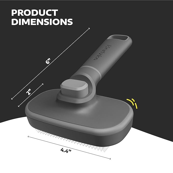 Hertzko Self Cleaning Slicker Brush for Cats & Dogs – Grooming Tool for Shedding Long & Short Hair – Retractable Bristles – Easy-Clean Cat & Dog Deshedding Brush, Painless Detangling - Black