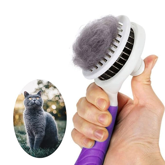Cat Self Cleaning Slicker Brush, Pets Skin Friendly Grooming Tool for Shedding Massages Dogs Cats Hair Brushes Easy to Remove Loose Undercoat with Long or Short Hairs for Pet All Hair Type-UPGRADED