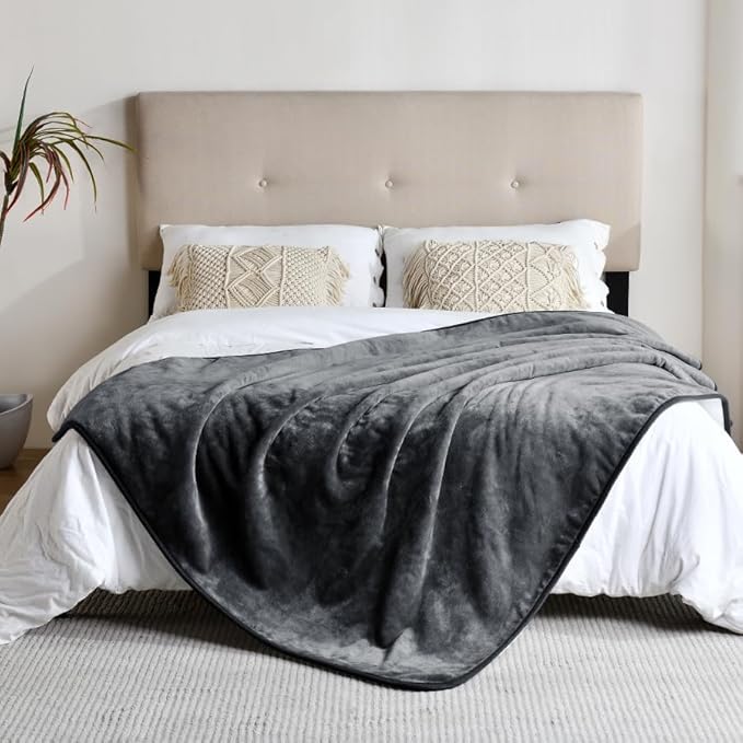 Waterproof Blanket for Bed Couch Sofa, Soft Liquid Pee Proof Pet Blanket for Dog Puppy Cat, Reversible Sherpa Fleece Furniture Protector (Dark Grey, 60x80 inches)