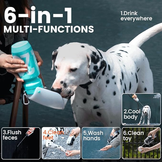 Howgo Dog Water Bottle Portable Travel Water Bottle Dispenser for Dogs, Super Light-Weight, Leak-Proof Bottles for Pets Outdoor Walking, Hiking, Travel,Food Grade Silicone,BPA Free (Black, 21oz)