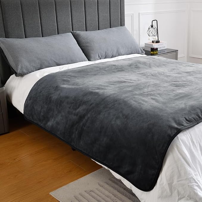 Waterproof Blanket for Bed Couch Sofa, Soft Liquid Pee Proof Pet Blanket for Dog Puppy Cat, Reversible Sherpa Fleece Furniture Protector (Dark Grey, 50x60 inches)