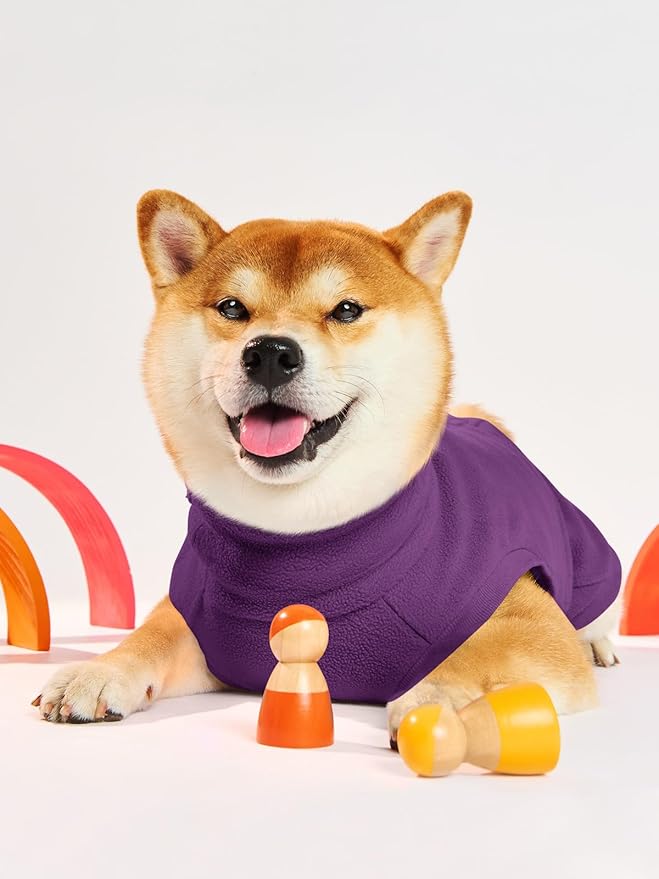 Haloumoning Fleece Dog Sweater Turtleneck Pullover Sweatshirt Pet Winter Warm Clothes