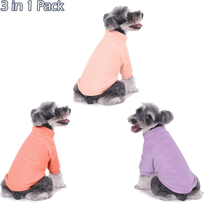 Dog Sweater, 3 Pack Dog Sweaters for Small Dogs Girl Boy, Ultra Soft Warm Puppy Clothes Dog Coat for Winter (Rose+Lt Pink+Lt Purple, Large)