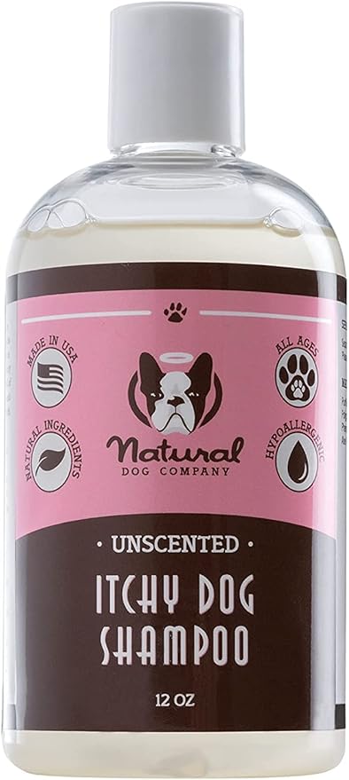 Natural Dog Company Itchy Dog Shampoo 12 oz – Hypoallergenic & Fragrance Free – Aloe Vera, Jojoba & Sea Kelp – Sulfate & Paraben Free – Soothes Dry, Itchy, Irritated Skin – Safe for All Breeds