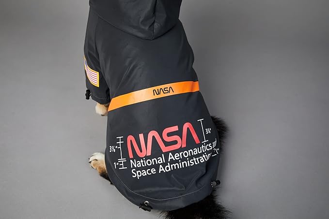 ChoChoCho NASA Dog Raincoats, Reflective Rain Jacket Water Proof, Cat & Puppy Stylish Streetwear Outfit for Dogs (Black, S)