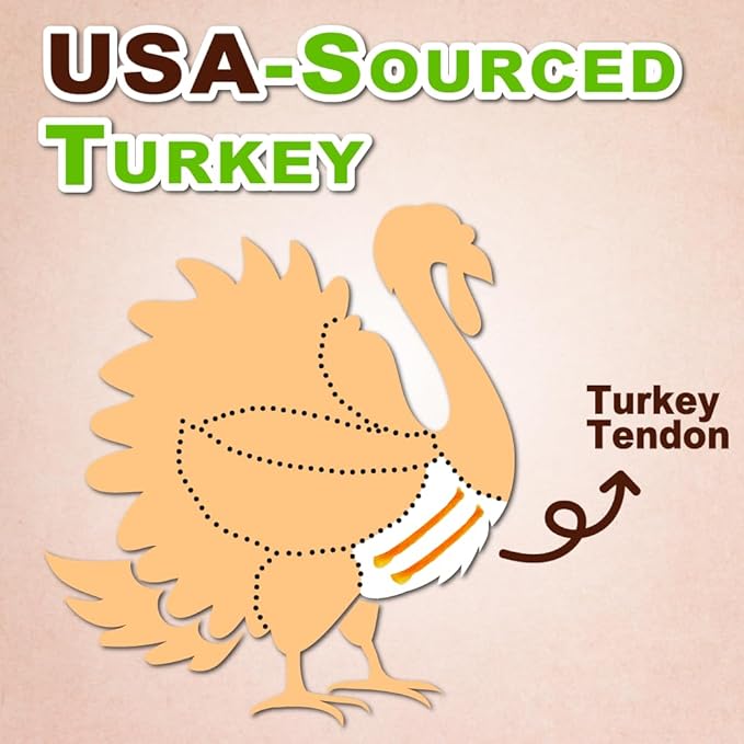 AFreschi Turkey Tendons for Dogs, USA-Sourced, Healthy Dog Treats, Rawhide-Free Puppy Chews, Long Lasting, All Natural, Hypoallergenic Dog Treats, Classic Series, Sliced, 3.5 oz Pack