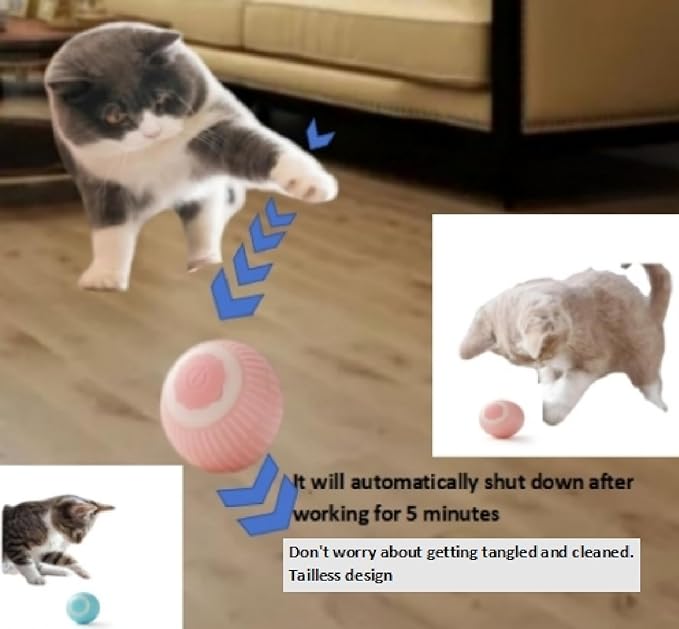 2-Piece Interactive Cat Toy Set, Indoor Mobile LED Light Cat Toy, 2025 New Intelligent Rolling Ball Electric Toy, Tailless Automatic Escape