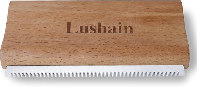 Deshedding Brush for Dogs & Cats | Professional Pet Grooming Tool | Removes Loose Fur, Dirt & Hair | Small, Medium & Large Pets | Ergonomic Wooden Handle| 5 Inches (Nature Wood, 5 inch)