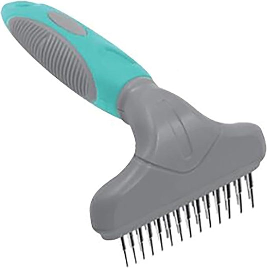 Dematting Brush for Dogs, Double Row Undercoat Fur Rake, Effective Deshedding Rake for Thick Coats, Professional Pet Grooming Tool