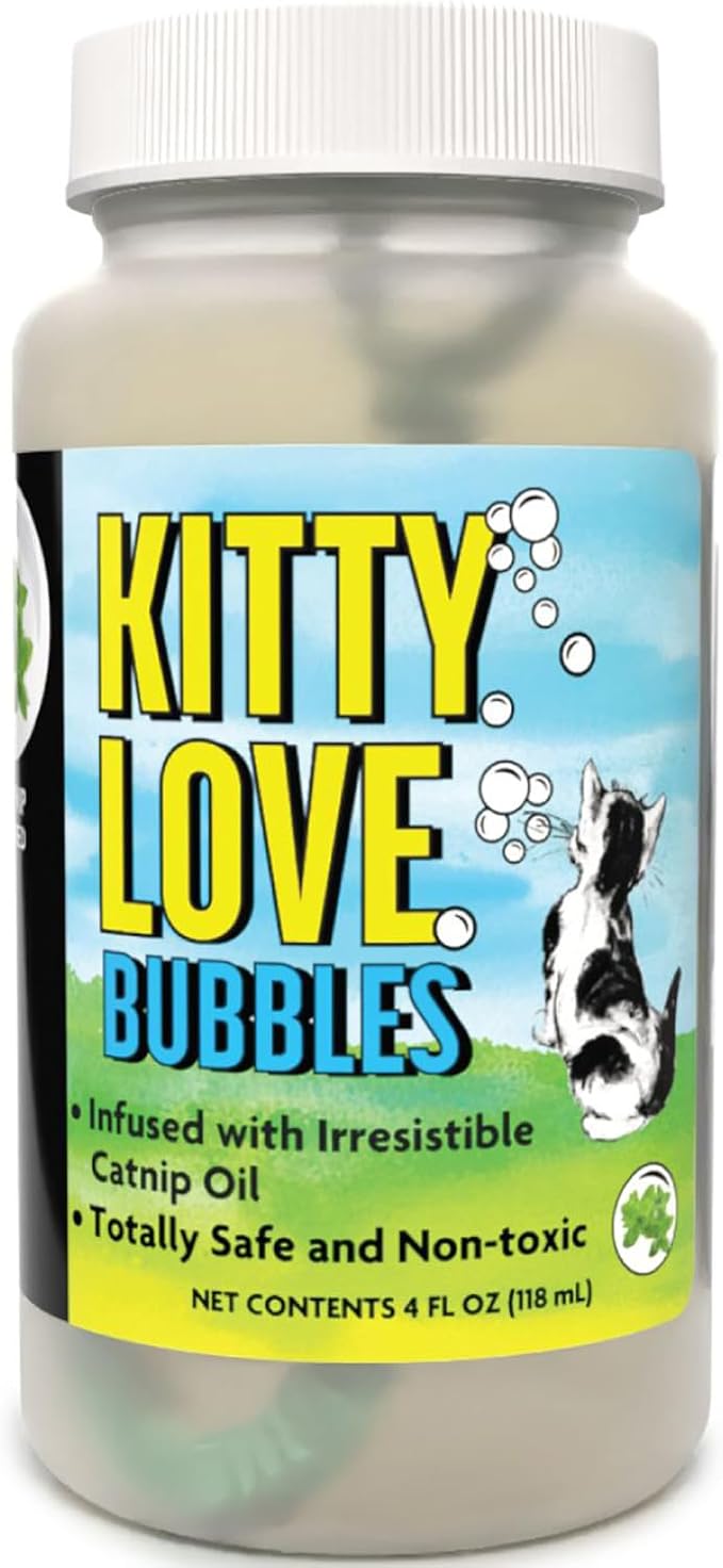 Kitty Love Bubbles: 2 Pack Catnip Scented - 4oz Bottles, Catnip Infused Long Lasting Bubbles for Cats, Non-Toxic & Allergen-Free, Combine Toy & Treat