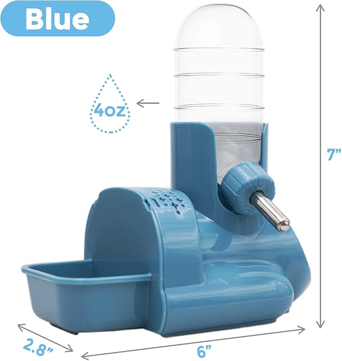 VANNON 3 in 1 Hamster Water Bottle No Drip Small Animal Water Bottle Automatic Bottle Dispenser with Food Container Base Hut and Hideout Base 4oz/120ml,Leekproof, BPA Free