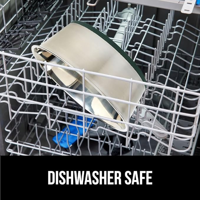 GORILLA GRIP Set of 2 Dog Bowls, Holds 6 Cups (48 fl oz), Heavy Duty Metal Food and Water Bowl for Feeding Dogs and Cats, Dishwasher Safe, Rust Resistant Stainless Steel, BPA Free Rubber Base, Green