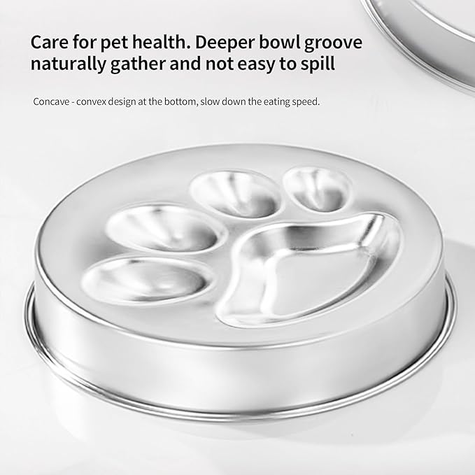 PAKEWAY 304 Stainless Steel Slow Feeder Dog Bowls - Dog Food Bowl, Easy to Clean, Large Capacity, Non-Slip Base Suitable for All Breeds of Dogs.