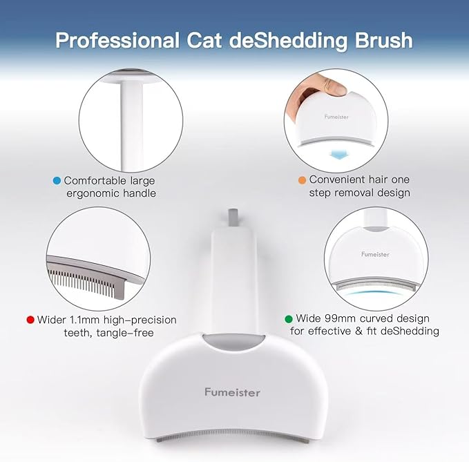 Pet Undercoat Deshedding Tool for Dogs - Wide Curved Undercoat Brush for Effortless Pet Deshedding, Loose Hair Remover for Dogs & Cats (White) (White)