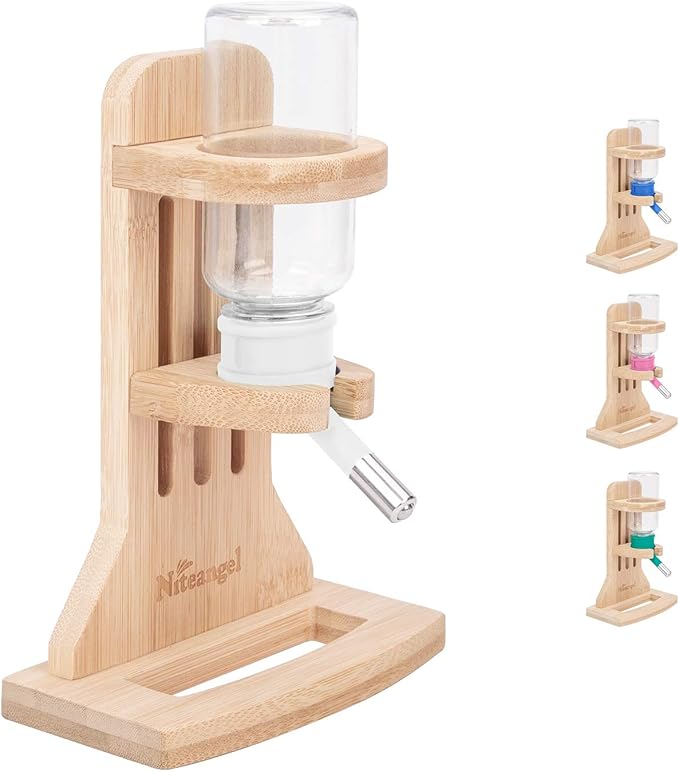 Niteangel Water Bottle with Stand for Syrian Dwarf Hamsters Gerbils Mice Rats Degus Small pet Rodents(White)