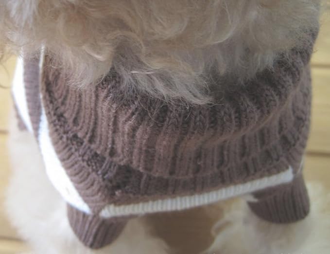 Turtleneck Stripes Pro Pet Clothes Dog Wool Classic Sweaters (Brown&White Stripe, XS)