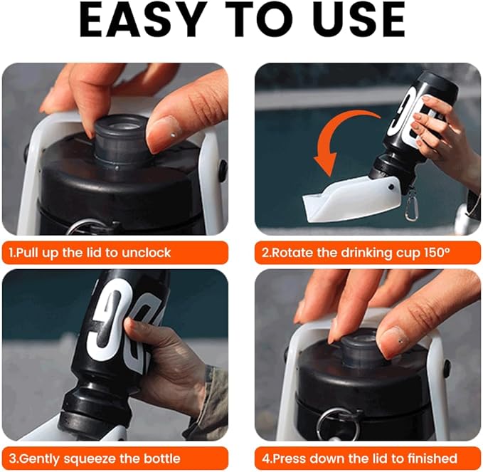 Howgo Dog Water Bottle Portable Travel Water Bottle Dispenser for Dogs, Super Light-Weight, Leak-Proof Bottles for Pets Outdoor Walking, Hiking, Travel,Food Grade Silicone,BPA Free (Black, 21oz)
